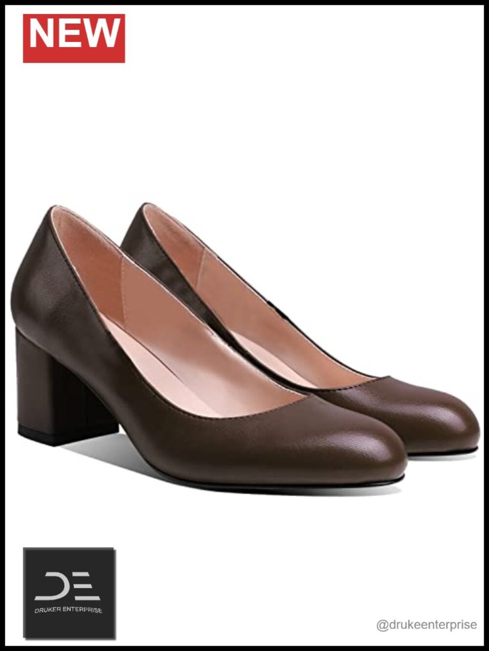 Women’s Chunky Block Heel Suede Pumps - 2.5” Mid Heel, Round Toe, Slip On